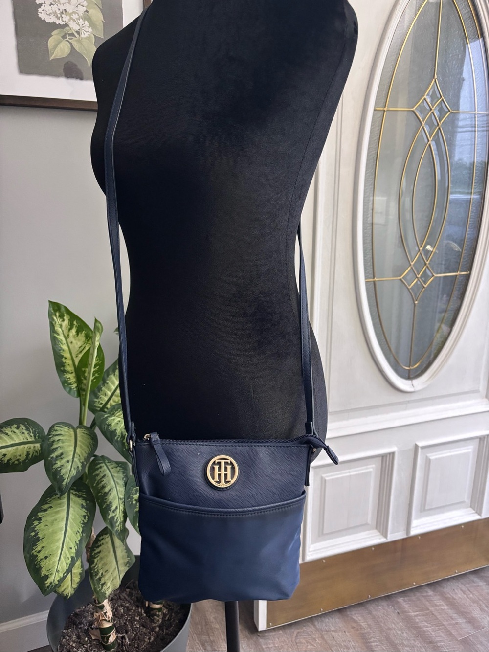 Tommy Hilfiger Navy Crossbody with Gold-Tone Logo